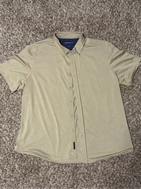 Report Collection Light Beige Short-Sleeve Button-Down Shirt